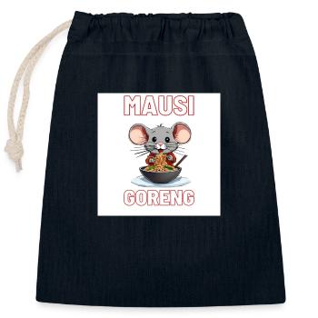 Mausi-Goreng - Verschließbarer Geschenkbeutel aus Baumwolle (25x30cm) - Navy - Vorne