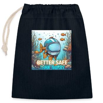 Vorsichtiger Fisch - Verschließbarer Geschenkbeutel aus Baumwolle (25x30cm) - Navy - Vorne