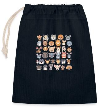 Animaux - Sac cadeau en coton avec cordon (25 x 30 cm) - bleu marine - Devant