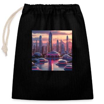 Art - Closable cotton gift bag (25x30cm) - black - Front
