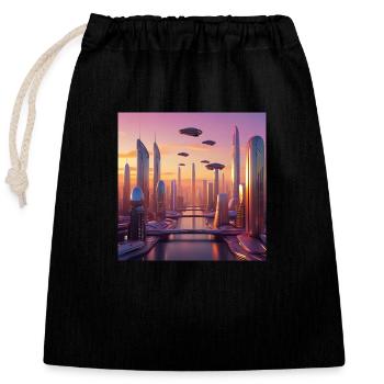 Art - Closable cotton gift bag (25x30cm) - black - Front