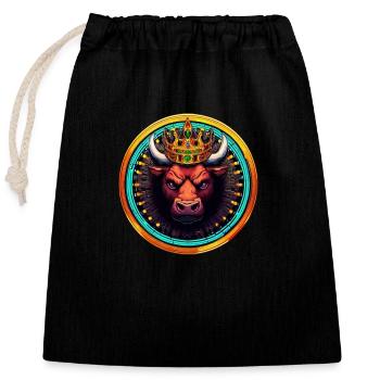 Angry Bull - Closable cotton gift bag (25x30cm) - black - Front