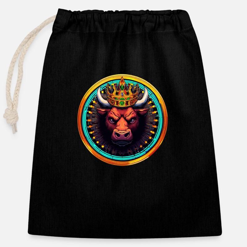 Angry Bull - Closable cotton gift bag (25x30cm) - black