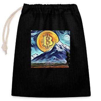 Bitcoin + Nature - Closable cotton gift bag (25x30cm) - black - Front