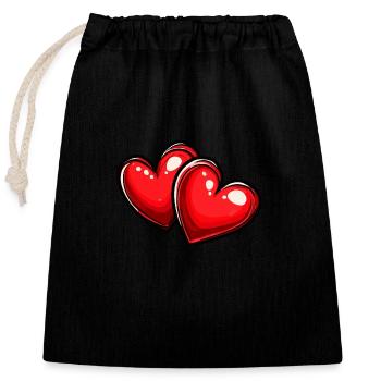 Herzen Liebe - Verschließbarer Geschenkbeutel aus Baumwolle (25x30cm) - Schwarz - Vorne