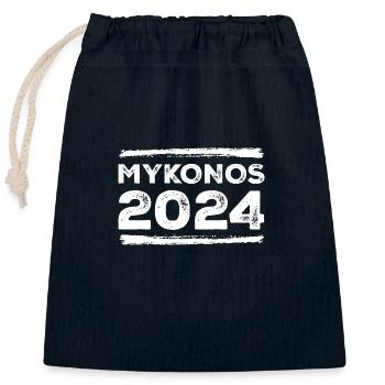 Mykonos 2024 Saying - Closable cotton gift bag (25x30cm) - navy - Front