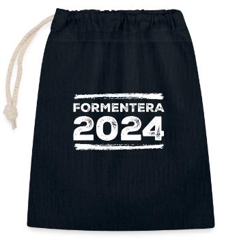 Formentera 2024 Saying - Closable cotton gift bag (25x30cm) - navy - Front