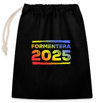 Formentera 2025 Multicoloured - Closable cotton gift bag (25x30cm) - black - Front