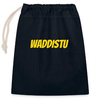 WADDISTU ?! – Anvers Ongelofshirt - Sac cadeau en coton avec cordon (25 x 30 cm) - bleu marine - Devant