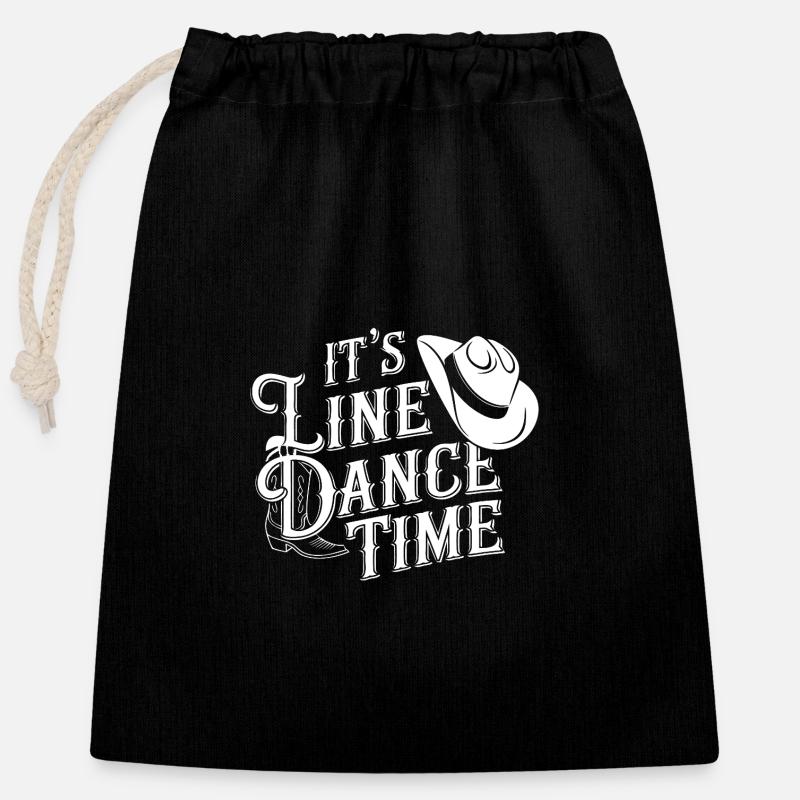 Line Dance Time Line Dancing Dancing - Closable cotton gift bag (25x30cm) - black