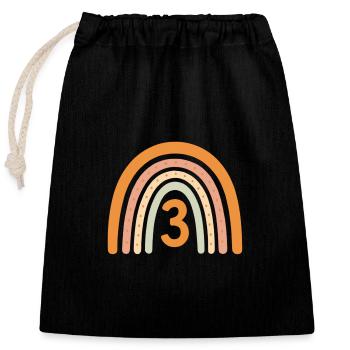 Third Birthday Rainbow - Closable cotton gift bag (25x30cm) - black - Front