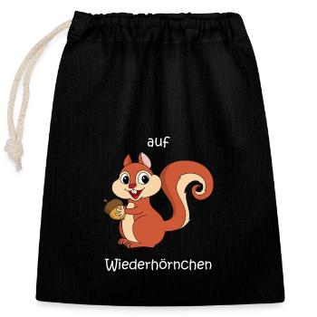 auf Wiederhörnchen - Verschließbarer Geschenkbeutel aus Baumwolle (25x30cm) - Schwarz - Vorne