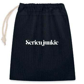 Accro des séries - Sac cadeau en coton avec cordon (25 x 30 cm) - bleu marine - Devant