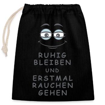 Rauchen gehen - Verschließbarer Geschenkbeutel aus Baumwolle (25x30cm) - Schwarz - Vorne