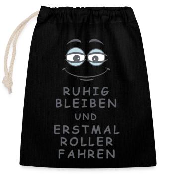 Roller fahren - Verschließbarer Geschenkbeutel aus Baumwolle (25x30cm) - Schwarz - Vorne