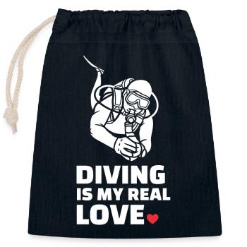 J’adore plonger - Sac cadeau en coton avec cordon (25 x 30 cm) - bleu marine - Devant
