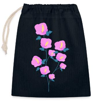 Hibiscus flowers - Closable cotton gift bag (25x30cm) - navy - Front