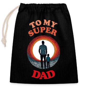 À mon super papa, joyeuse fête des pères - Sac cadeau en coton avec cordon (25 x 30 cm) - noir - Devant