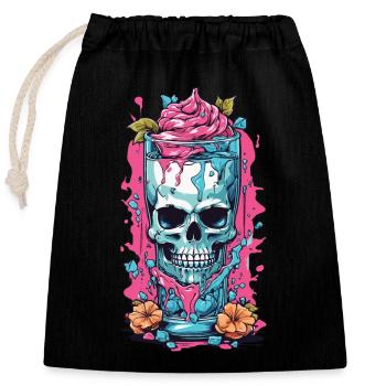 Goth Sundae Skull Weirdcore Pastel Gothic - Closable cotton gift bag (25x30cm) - black - Front