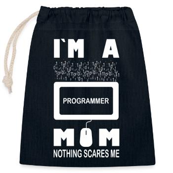 Ich bin eine Programmiererin, Mama, nichts macht mir Angst - Verschließbarer Geschenkbeutel aus Baumwolle (25x30cm) - Navy - Vorne