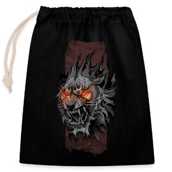 Inferno King: Lion's Blazing Stare - Closable cotton gift bag (25x30cm) - black - Front