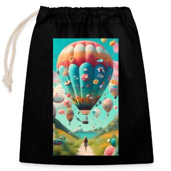 Ballon-Ballon - Verschließbarer Geschenkbeutel aus Baumwolle (25x30cm) - Schwarz - Vorne