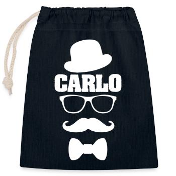 Gift for Carlo - Closable cotton gift bag (25x30cm) - navy - Front