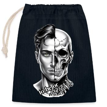 Existence Duality (be or not to be) - Closable cotton gift bag (25x30cm) - navy - Front