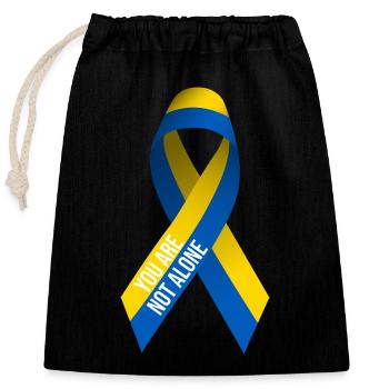 Support Ukraine Peace Design - Not Alone - Closable cotton gift bag (25x30cm) - black - Front