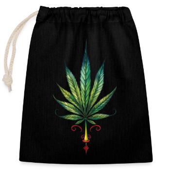 Cannabis leaf - Marijuana TATTOO 2 - Closable cotton gift bag (25x30cm) - black - Front