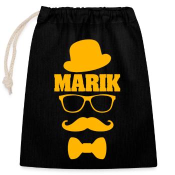 First name Marik - Closable cotton gift bag (25x30cm) - black - Front