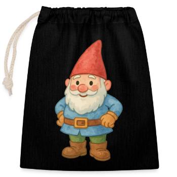 garden gnome - Closable cotton gift bag (25x30cm) - black - Front