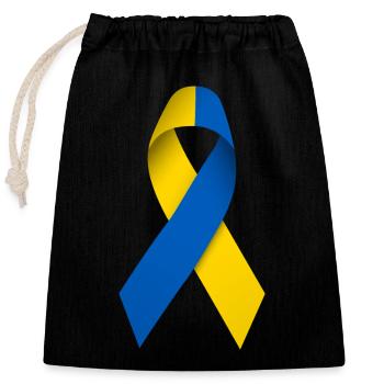 Ukrainian Peace Loop - Closable cotton gift bag (25x30cm) - black - Front