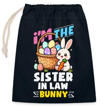 Frohe Ostern Süßer Osterhase Eiersuche Ostereier - Verschließbarer Geschenkbeutel aus Baumwolle (25x30cm) - Navy - Vorne