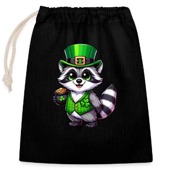 Chemise de bande dessinée Pot de raton laveur d’or de la Saint-Patrick - Sac cadeau en coton avec cordon (25 x 30 cm) - noir - Devant