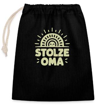 Stolze Oma T-Shirt Liebe Enkel Familie Glück - Verschließbarer Geschenkbeutel aus Baumwolle (25x30cm) - Schwarz - Vorne