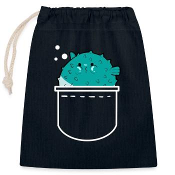 Kugelfisch - Verschließbarer Geschenkbeutel aus Baumwolle (25x30cm) - Navy - Vorne