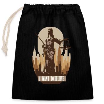 justice - Closable cotton gift bag (25x30cm) - black - Front
