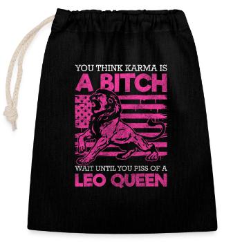 Leo Superstition Constellation - Closable cotton gift bag (25x30cm) - black - Front