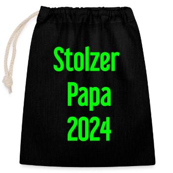 Proud Dad 2024 – pour les nouveaux papas - Sac cadeau en coton avec cordon (25 x 30 cm) - noir - Devant