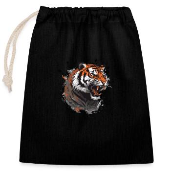 Tête de tigre symbole Animal - Sac cadeau en coton avec cordon (25 x 30 cm) - noir - Devant