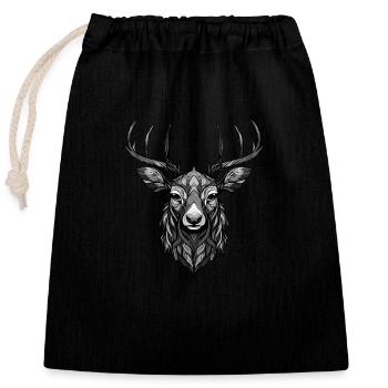 Deer Portrait Head Animal - Closable cotton gift bag (25x30cm) - black - Front
