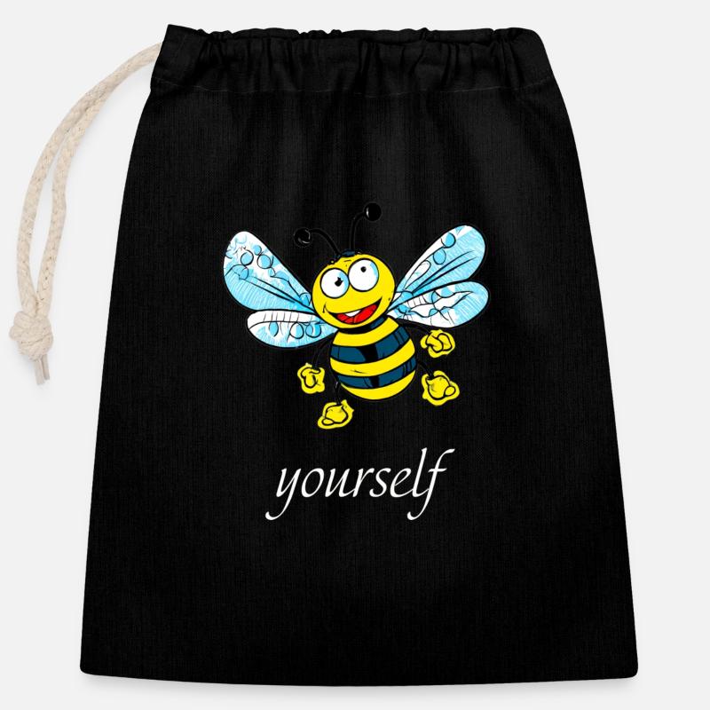 be (e) yourself - Closable cotton gift bag (25x30cm) - black