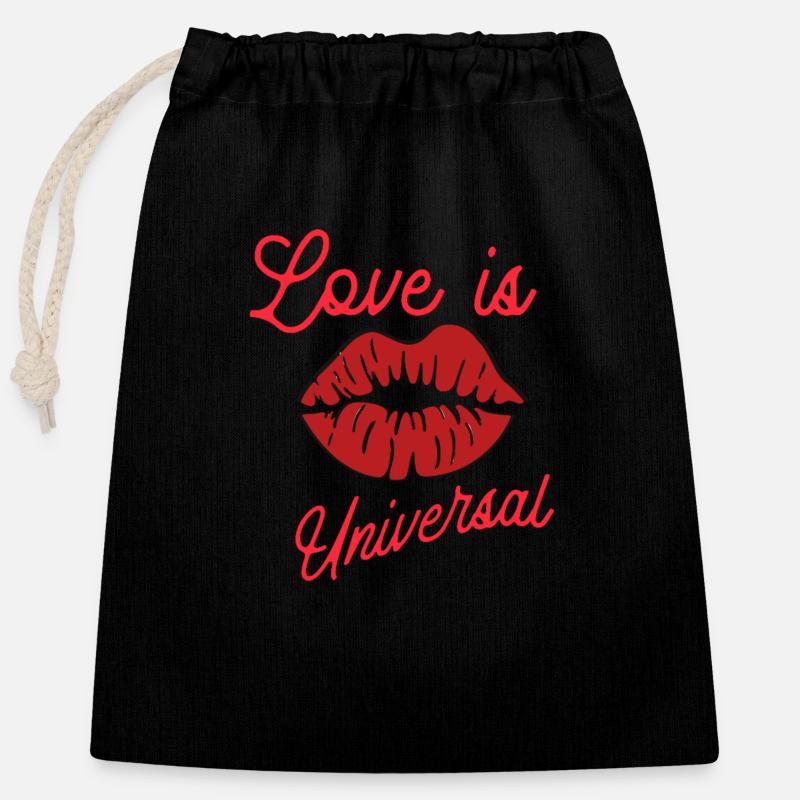 Love Without Borders - Closable cotton gift bag (25x30cm) - black