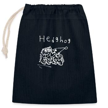 Hedgehog White - Closable cotton gift bag (25x30cm) - navy - Front