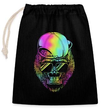 Gorilla - Closable cotton gift bag (25x30cm) - black - Front
