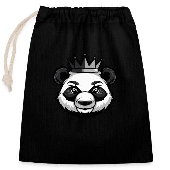 Panda Head Crown - Closable cotton gift bag (25x30cm) - black - Front