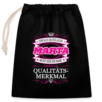 Quality feature Marta simply first-class - Closable cotton gift bag (25x30cm) - black - Front