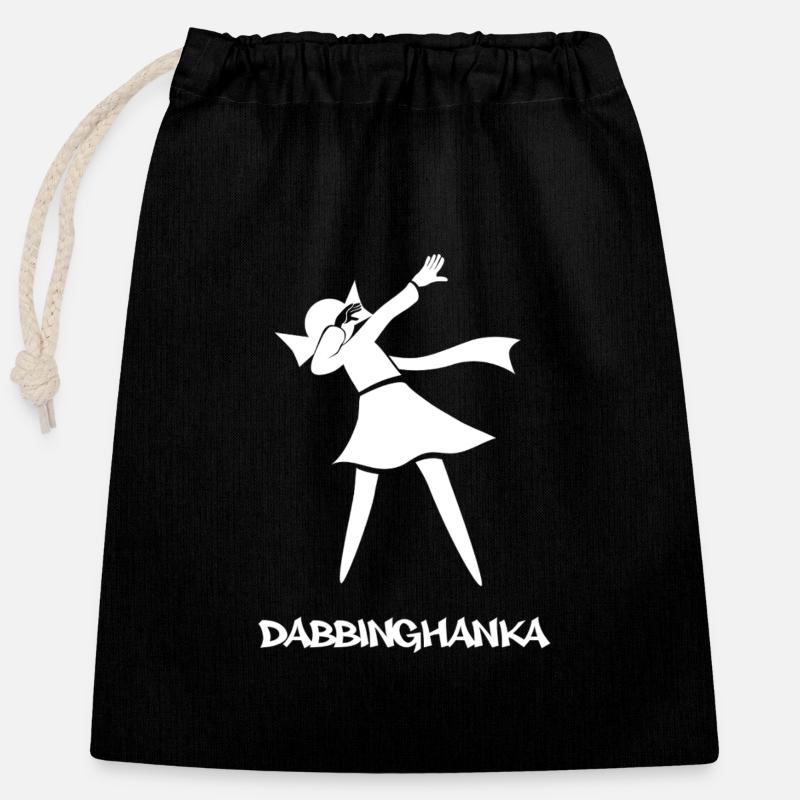 DABBING HANKA - Closable cotton gift bag (25x30cm) - black