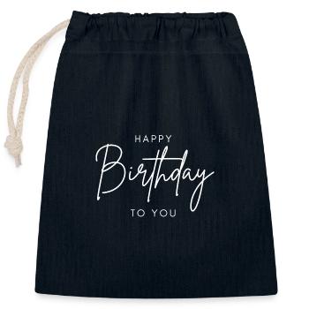 Joyeux anniversaire - Sac cadeau en coton avec cordon (25 x 30 cm) - bleu marine - Devant